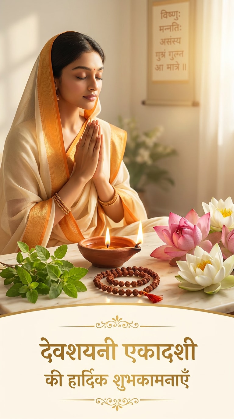 Ekadashi Vrat Tulsi Diya Image Prompt