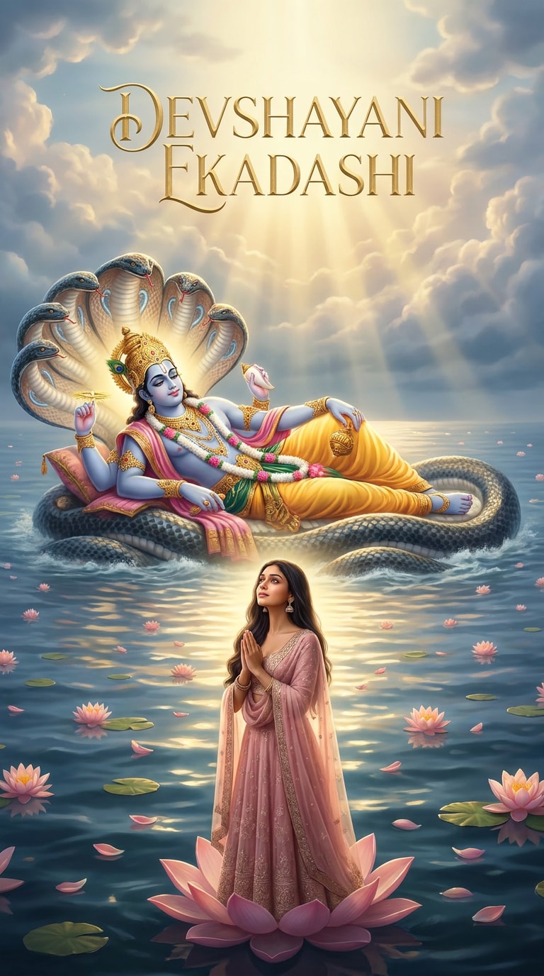 Lord Vishnu Yoga Nidra AI Poster Prompt