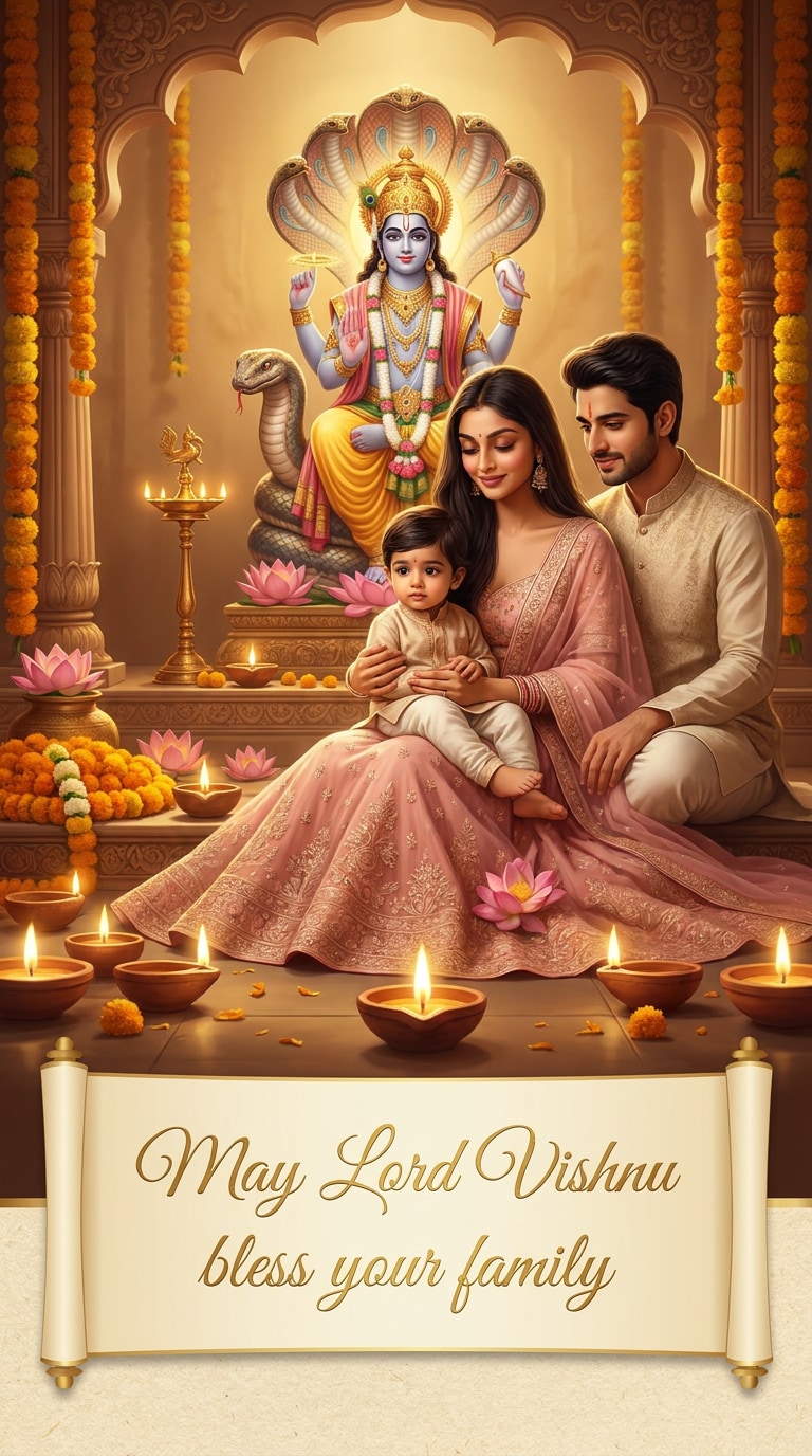 Chaturmas Lord Vishnu AI Poster