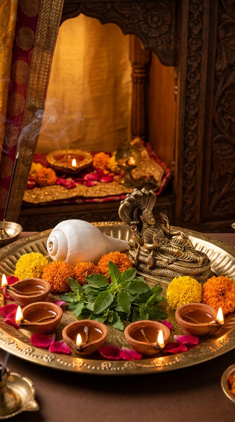 Devshayani Ekadashi Puja Thali AI Image