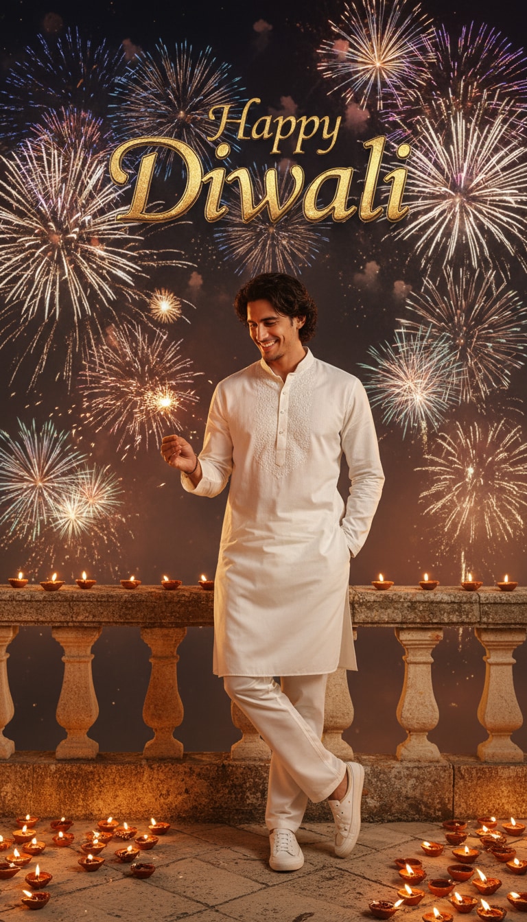 Man with Phoolihadi on Terrace Night