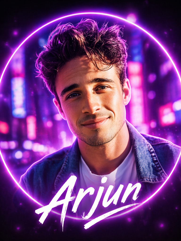 Neon purple Instagram DP generated with DP Prompt ChatGPT