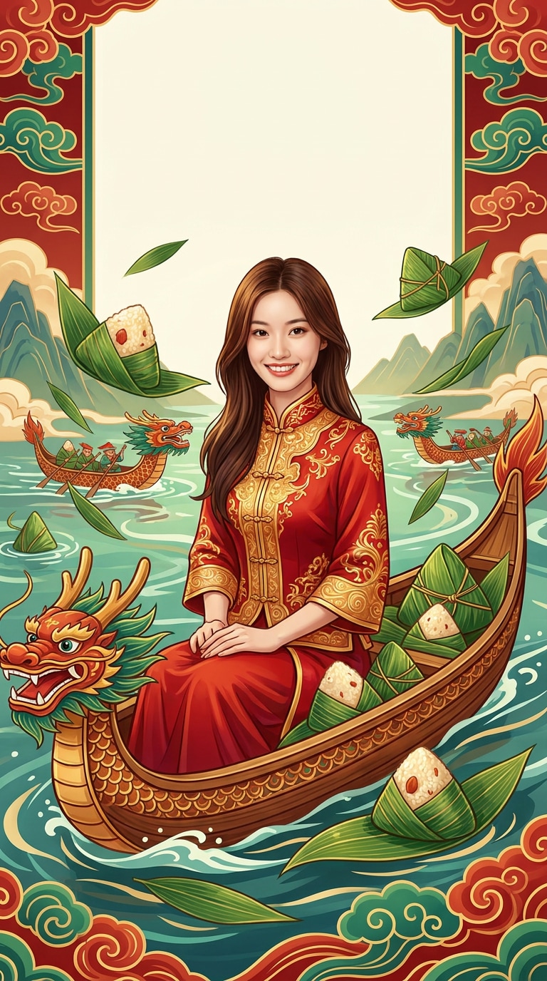 Dragon Boat Festival poster AI generator template