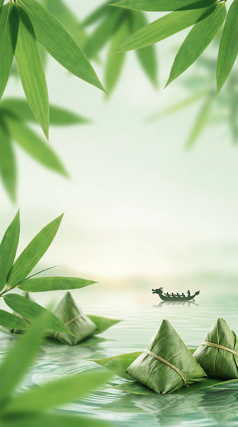 Bamboo leaf zongzi background prompt