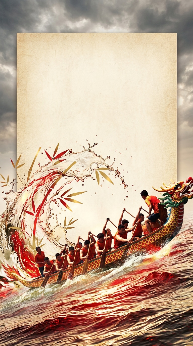 Dynamic dragon boat poster prompt