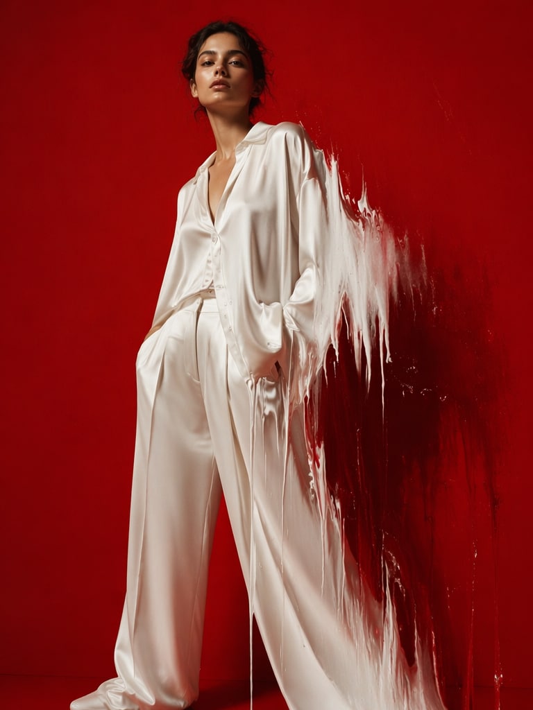 Editorial Paint Smear Portrait dripping effect AI photo editing prompt