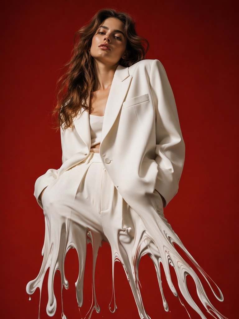 Female Fashion Drip Portrait dripping effect AI photo editing prompt