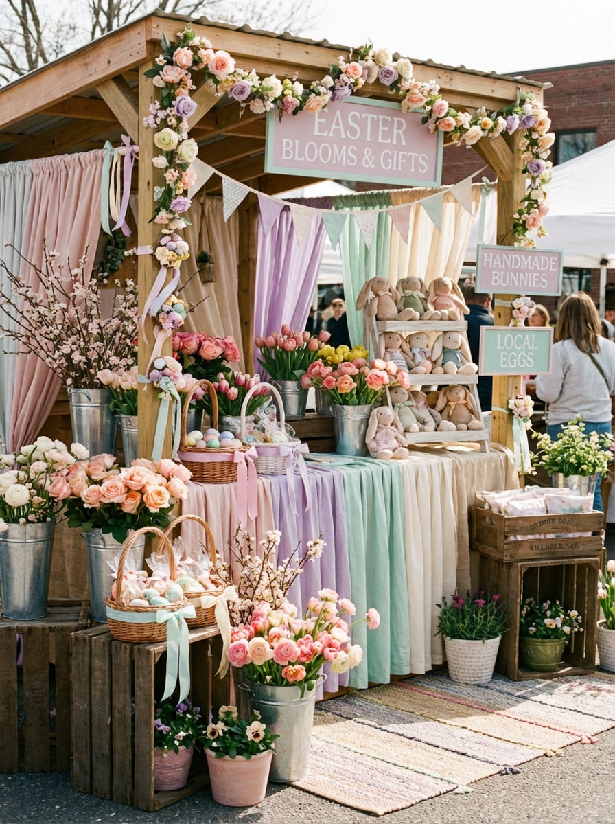 Easter market stall background
