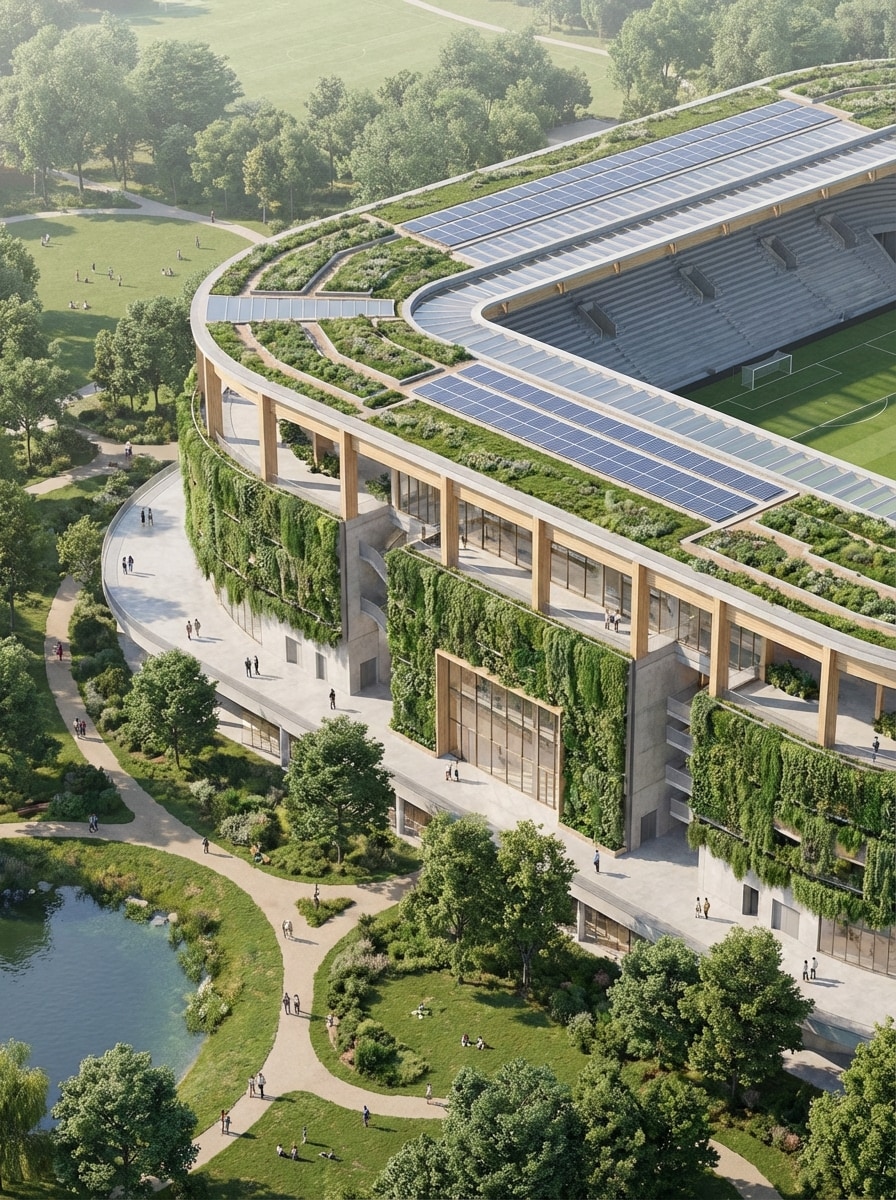 Eco-Friendly Green Stadium