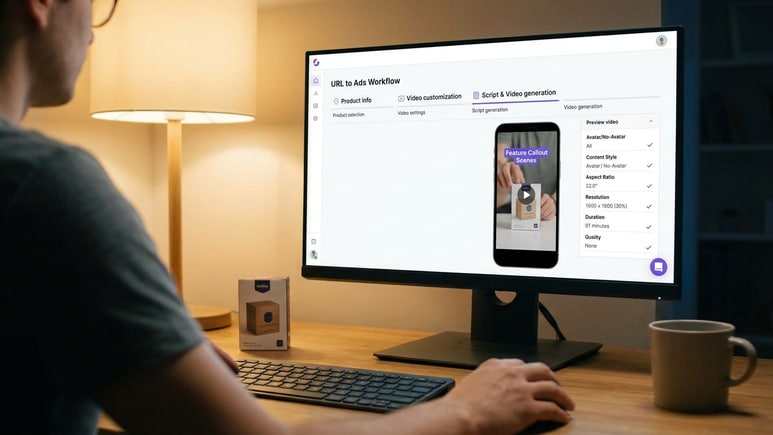 Editable product demo ad video wizard for avatar style and video settings