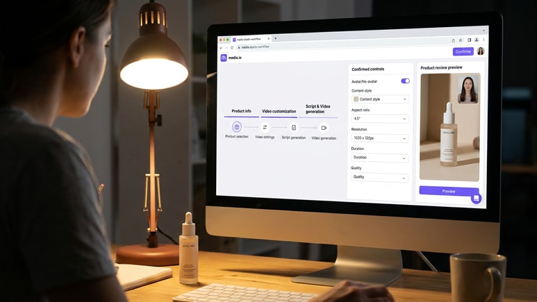 Editable product review ad video wizard for avatar style and video settings