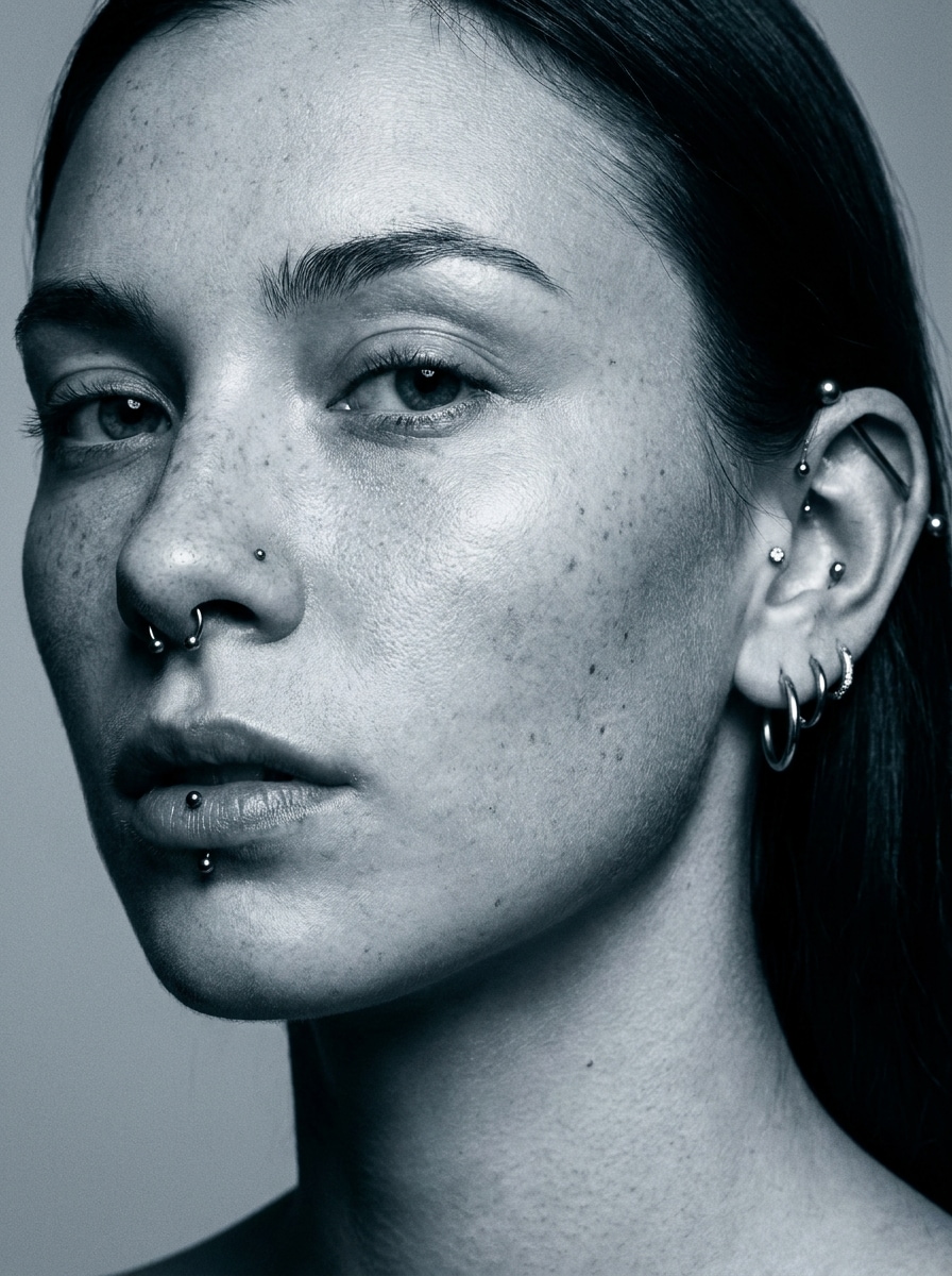Edgy Editorial Piercing Look