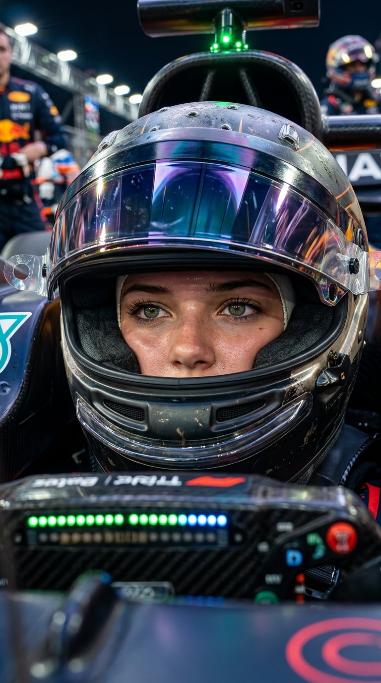 Helmet-On Driver Close-Up