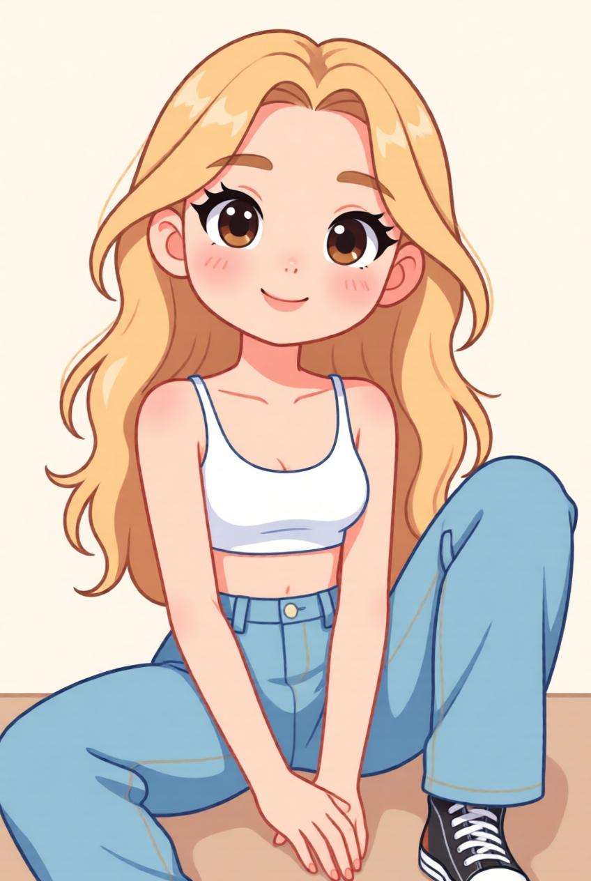 Cute Cartoon Girl Character