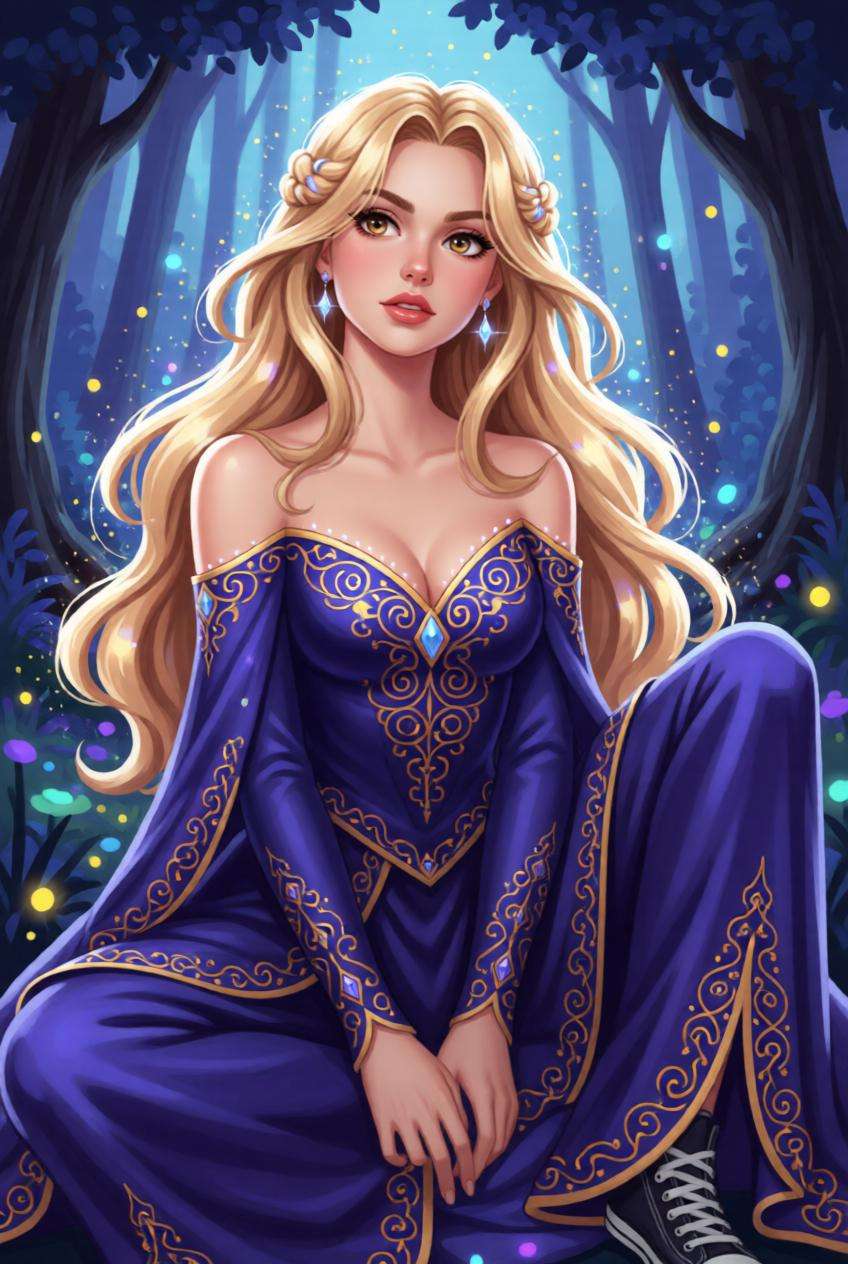 Cute female cartoon character after AI transformation