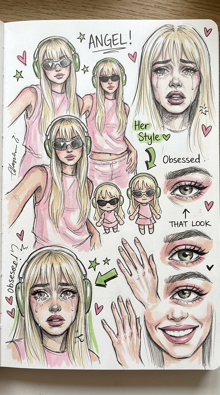 Obsessed Artist Doodle Sheet fan artist sketchbook prompt