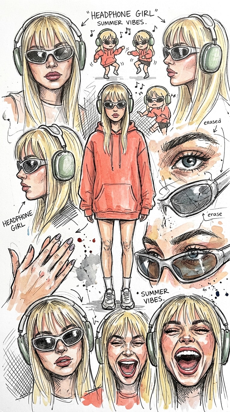 Random Doodle Portrait Sheet fan artist sketchbook prompt