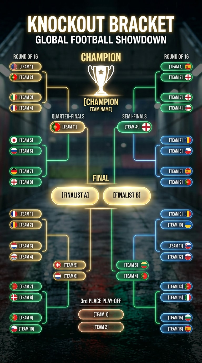 Football knockout bracket poster template prompt