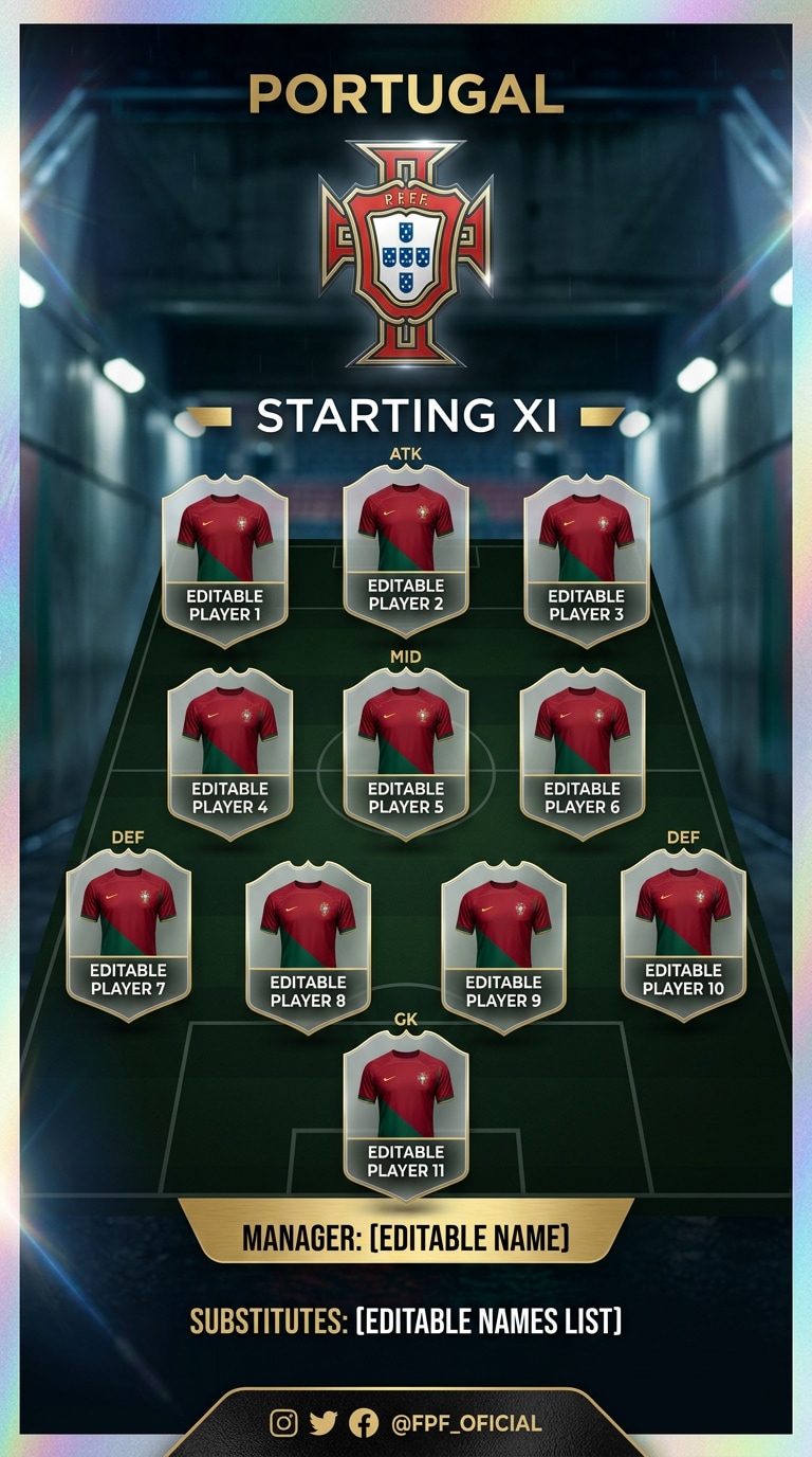 Starting XI football lineup graphic prompt