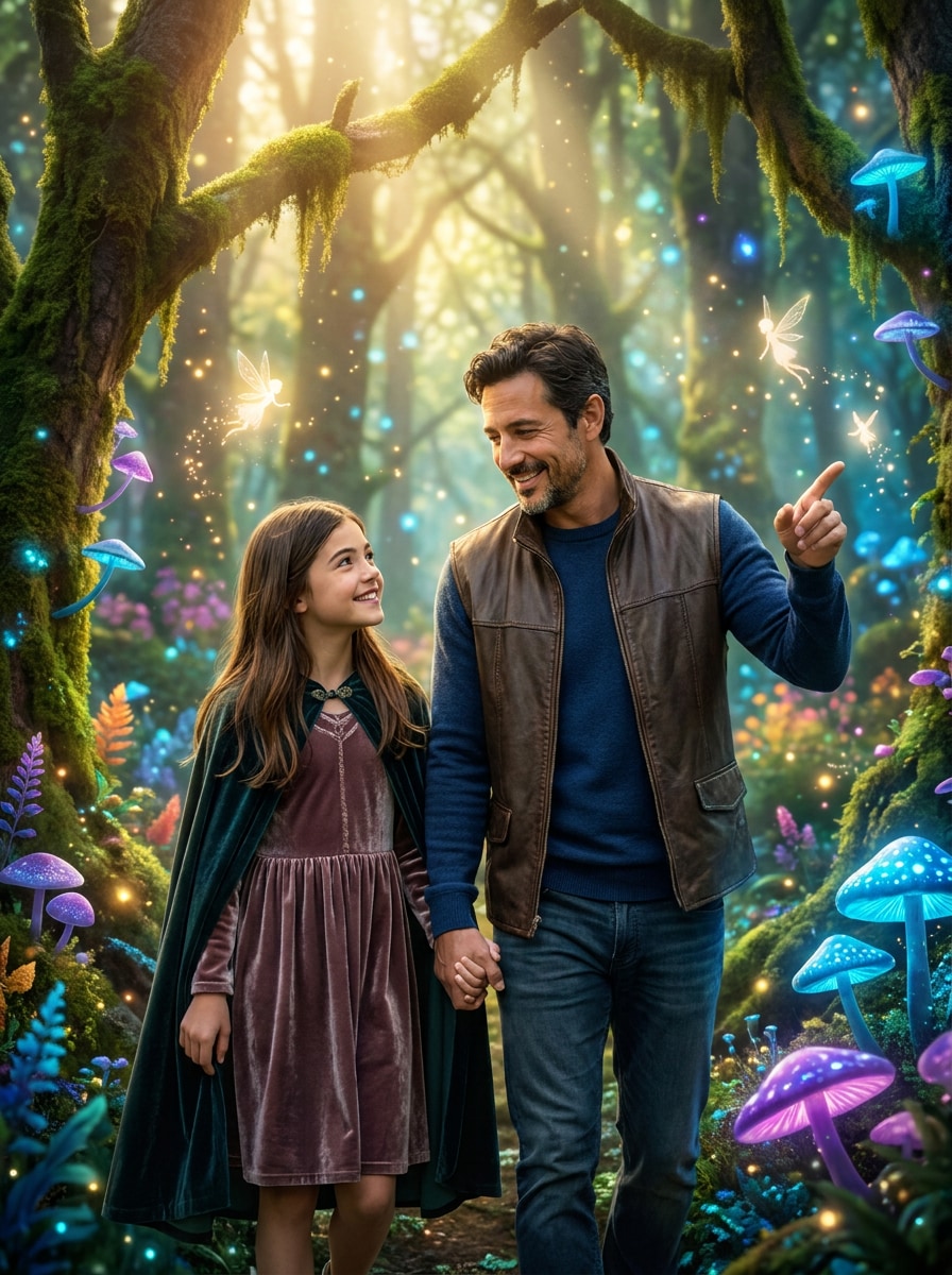 Fantasy forest father daughter adventure prompt