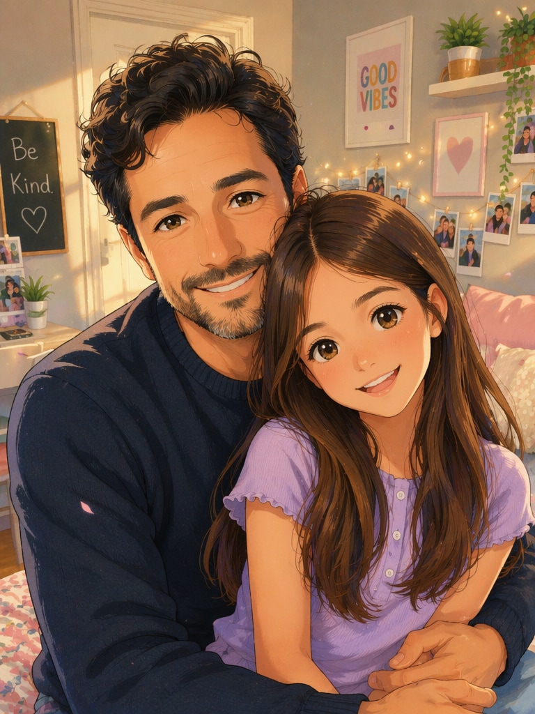 Luxury studio father daughter prompt