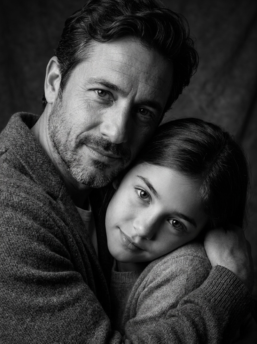 Black and white father and daughter prompt