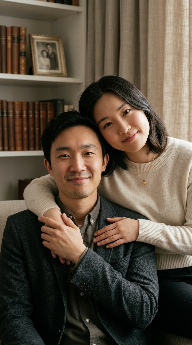 大人になった娘と父の記念写真