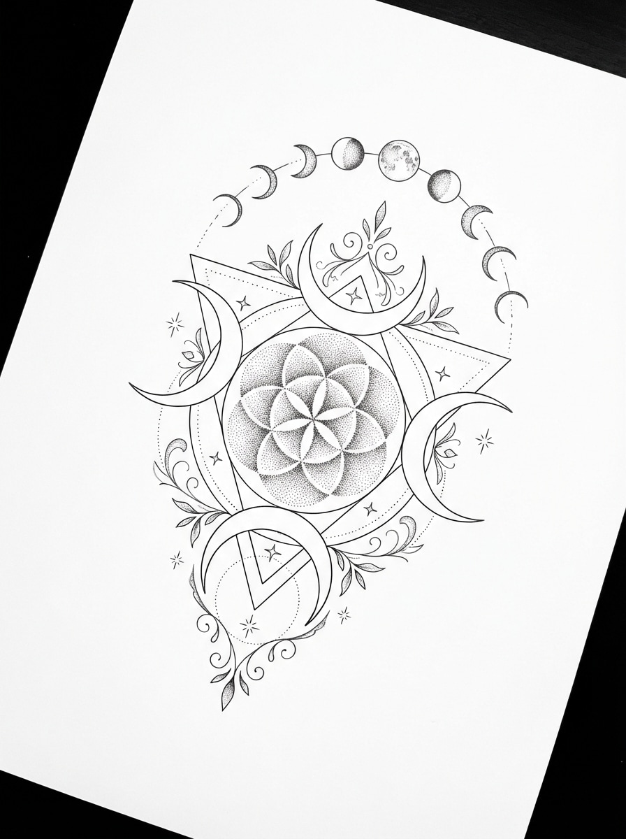 Fine Line Sigil Tattoo