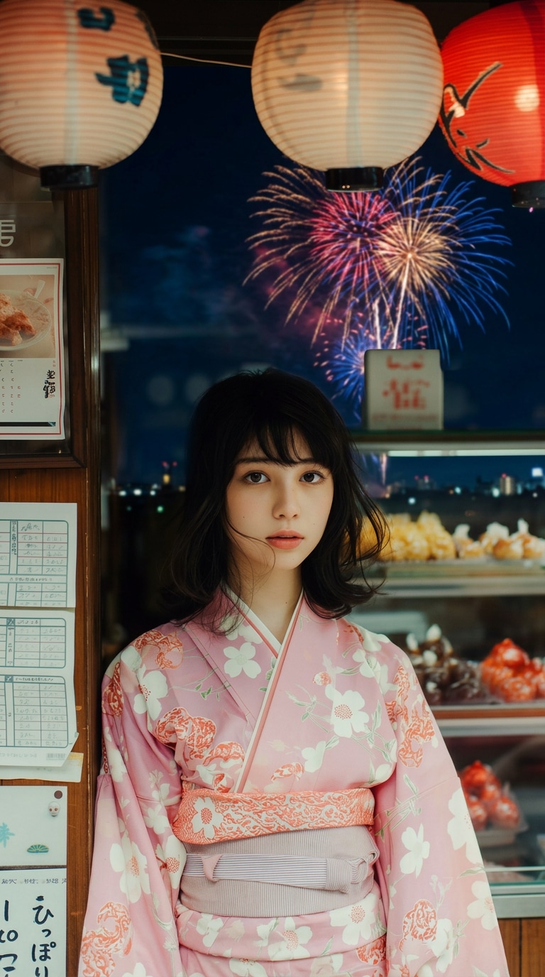 人物も花火もきれいに見える補正風