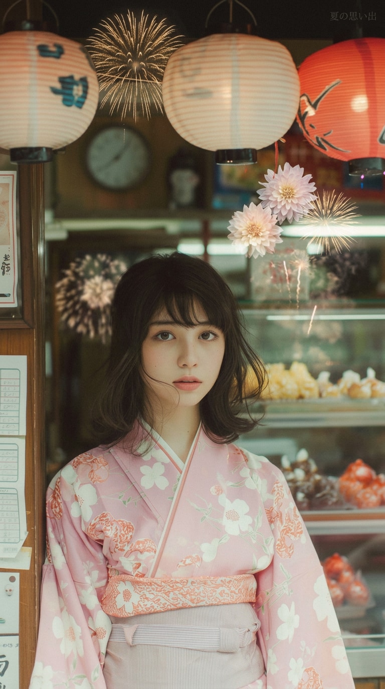 日系フィルム風の花火大会写真