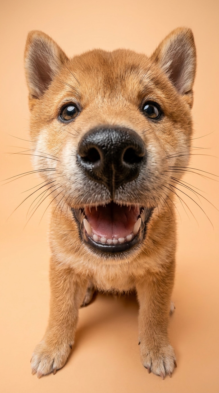Curious Shiba Puppy Fisheye Portrait