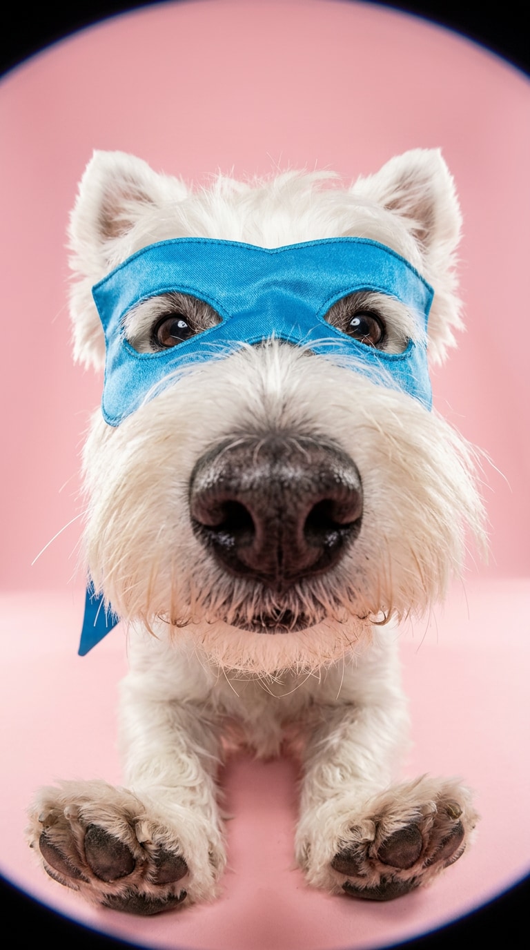 Pink Background Puppy Portrait