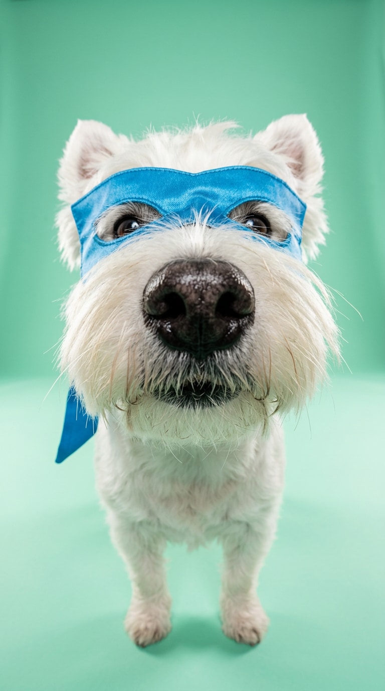 Mint Green Puppy Wide Angle Photo