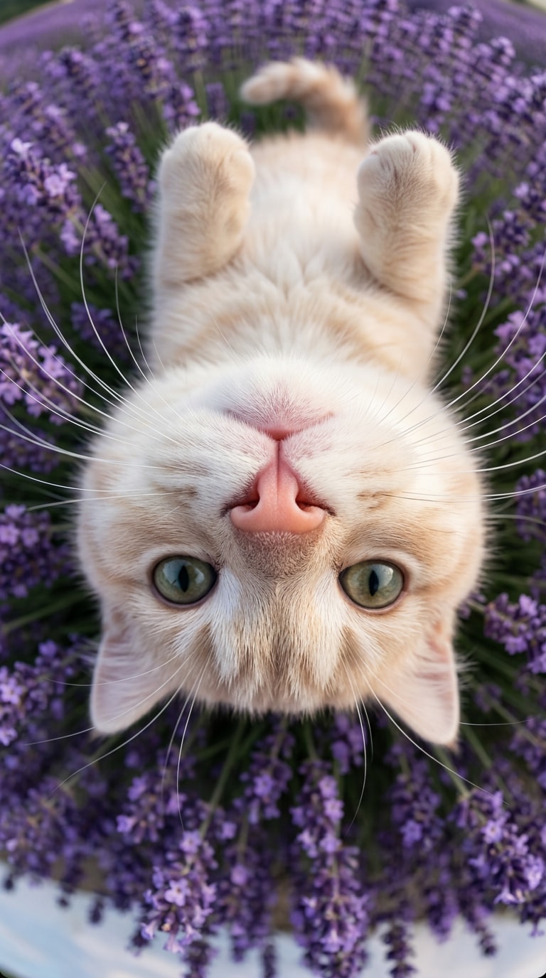Lavender Background Kitten Portrait
