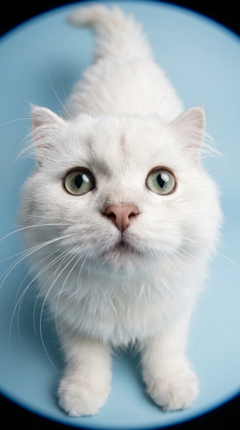 White Kitten Wide Angle Portrait