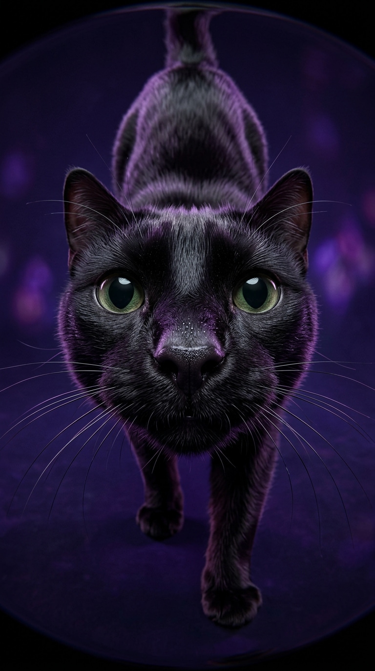 Black Cat Nose Close-Up Portrait