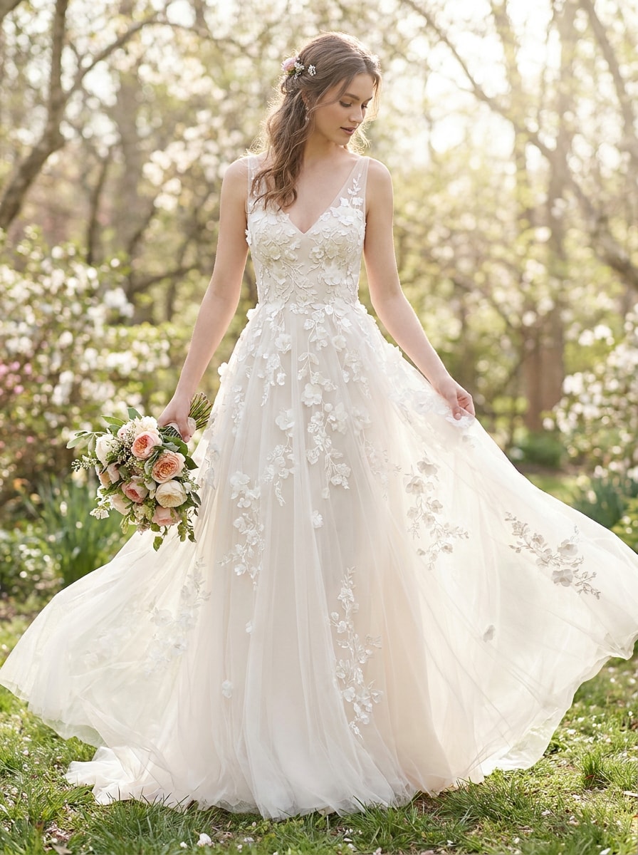 Floral Appliqué A-Line