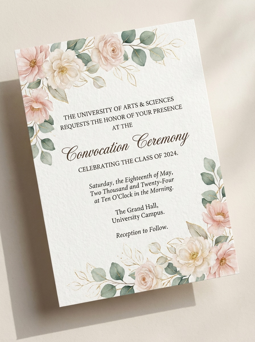 Floral Convocation Invitation
