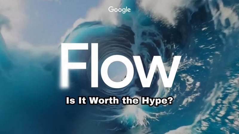 Flow AI video generator review showing Google Flow dashboard and Veo 3.1 video output preview
