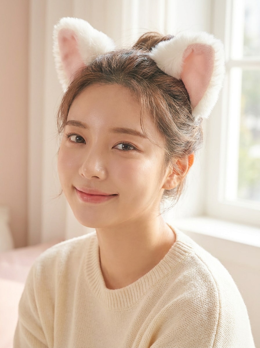 Fluffy White Cat Ears