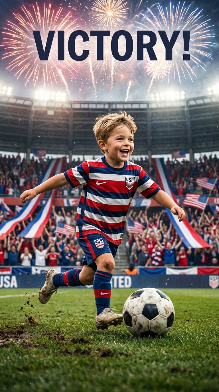 Victory youth soccer dribbling poster prompt