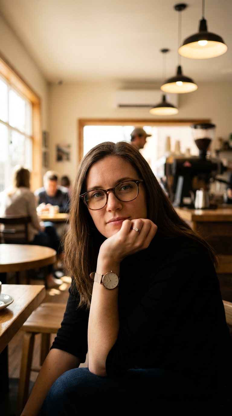 free ai background generator example cafe portrait background