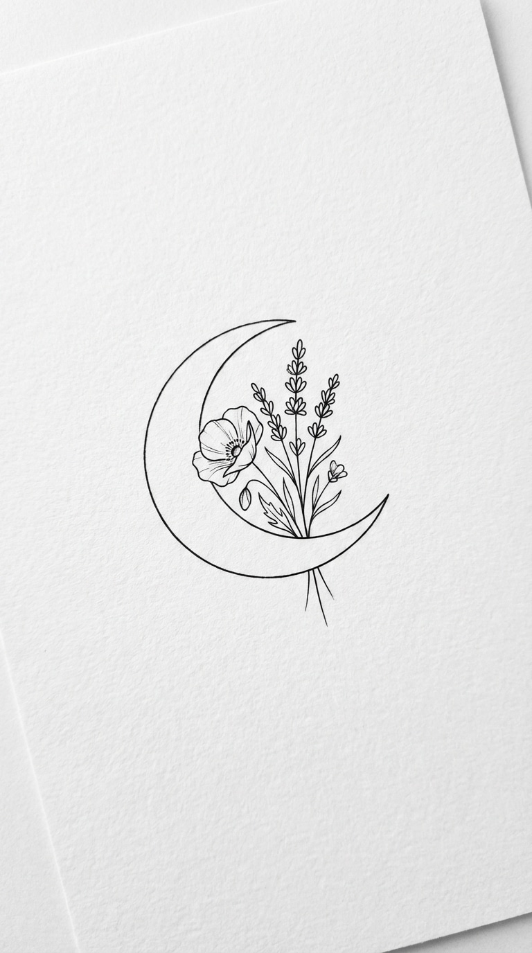 free ai tattoo generator example fine line moon tattoo