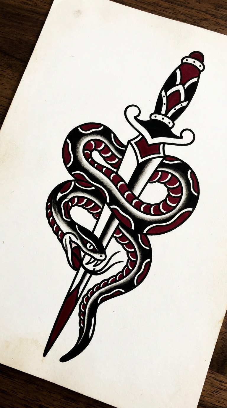 free ai tattoo generator example traditional flash tattoo