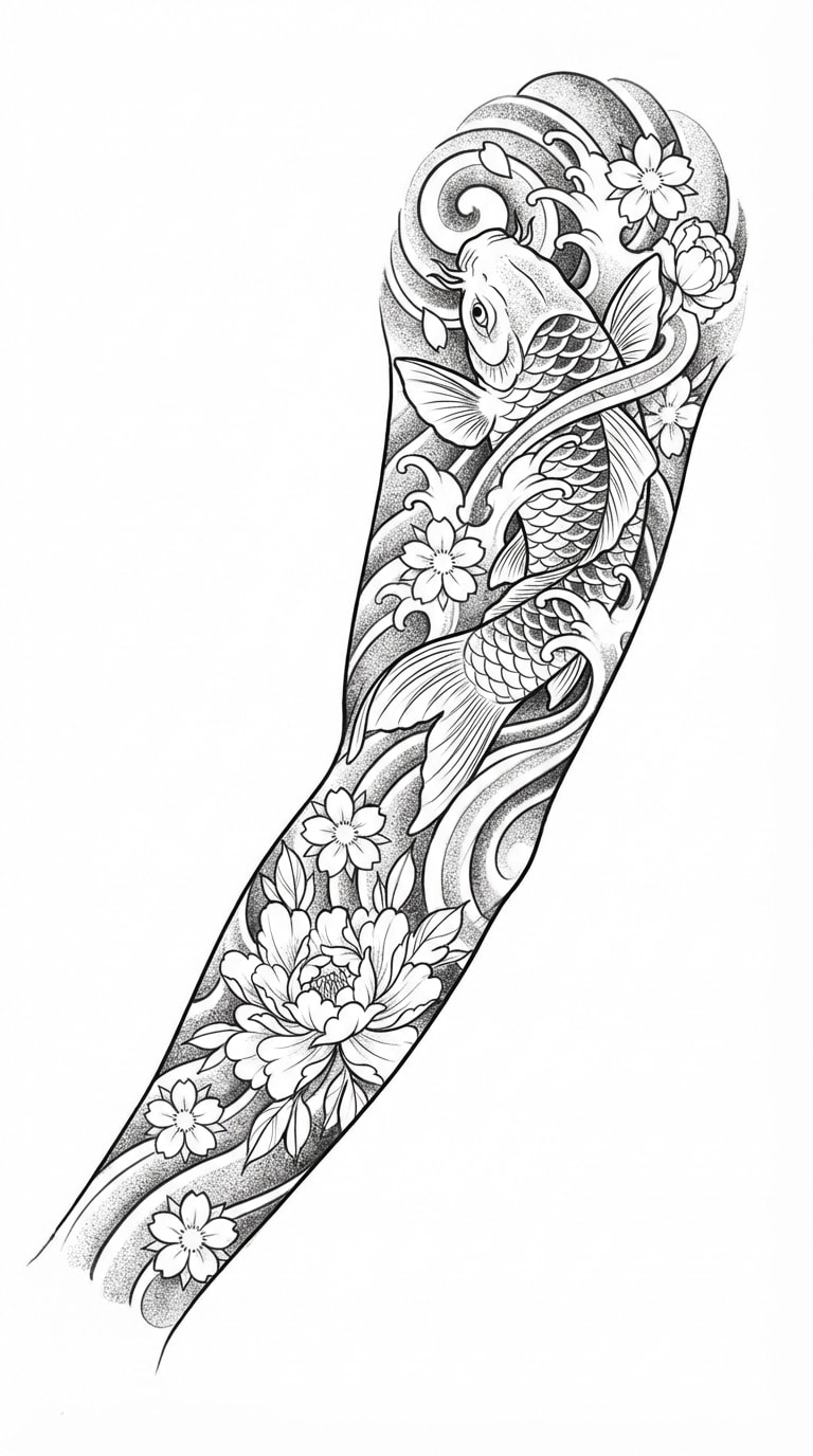 free ai tattoo generator example Japanese sleeve tattoo