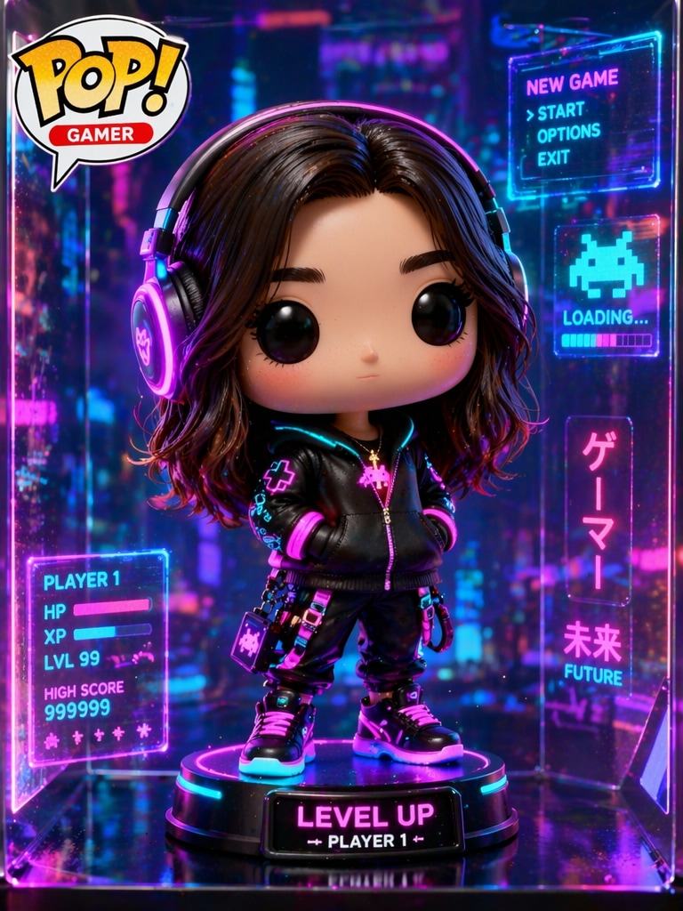 Neon Gamer Funko Pop Funko Pop Generator prompt