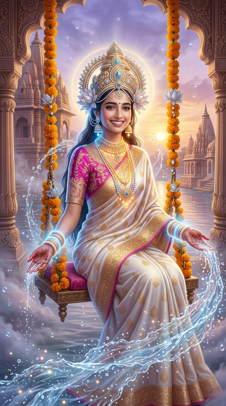 Spiritual Ganga Aarti Festival Portrait