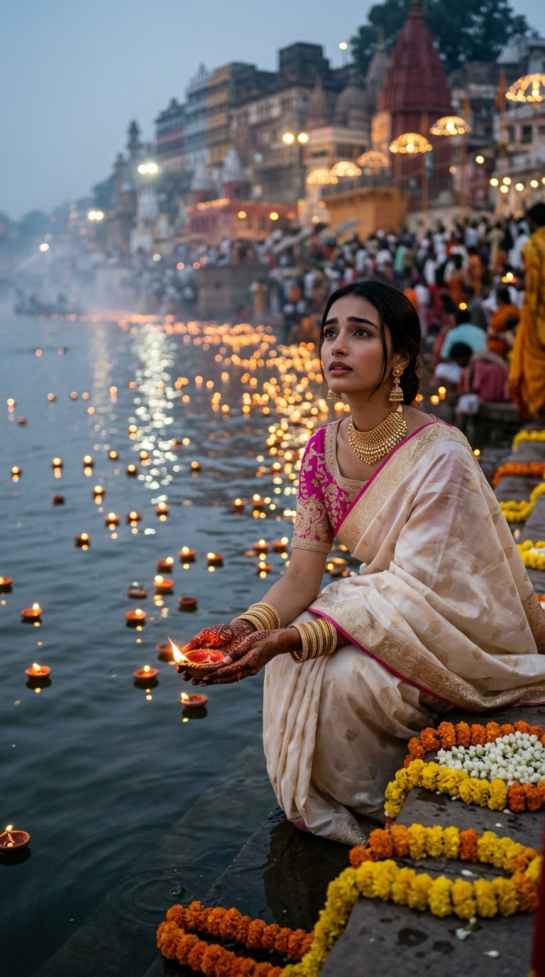 Golden Ganga Ghats Cinematic AI Scene