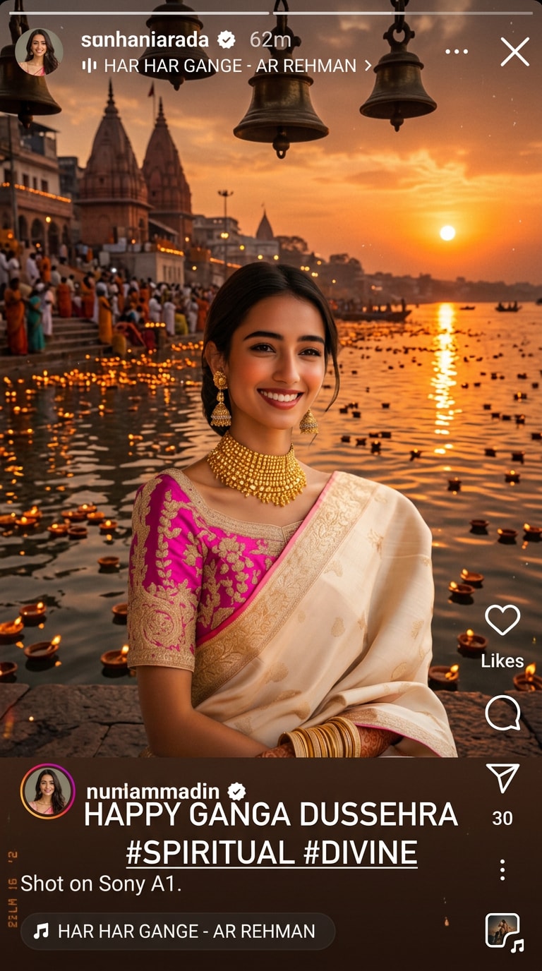 Instagram Reel Style Ganga River AI Portrait