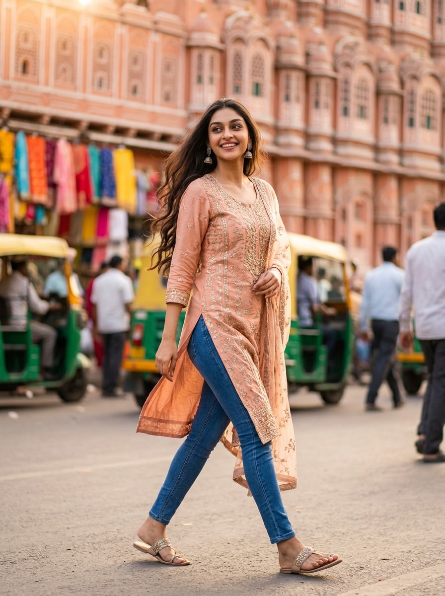 Gemini AI girl in kurti denim prompt result
